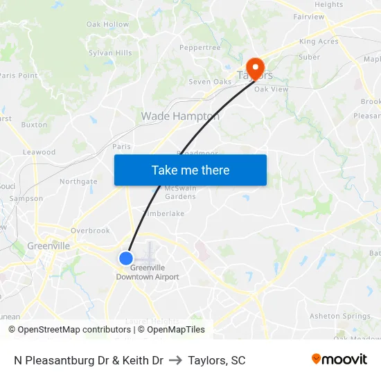 N Pleasantburg Dr & Keith Dr to Taylors, SC map