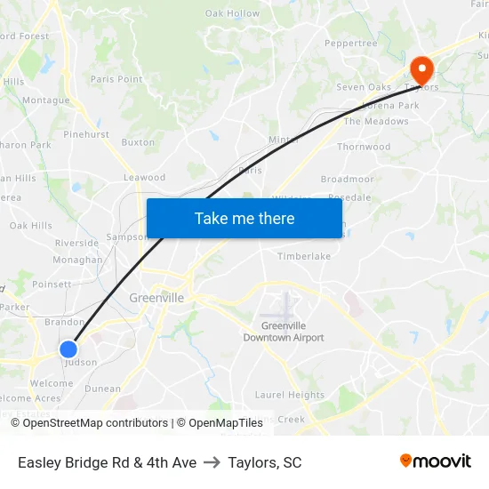 Easley Bridge Rd & 4th Ave to Taylors, SC map