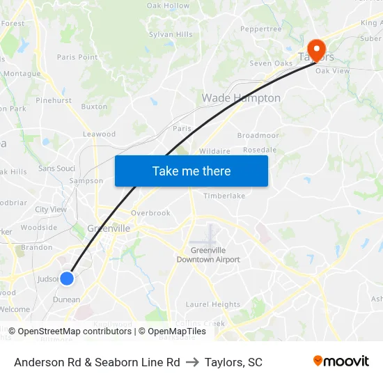 Anderson Rd & Seaborn Line Rd to Taylors, SC map