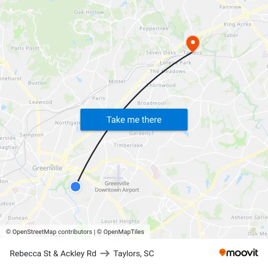 Rebecca St & Ackley Rd to Taylors, SC map