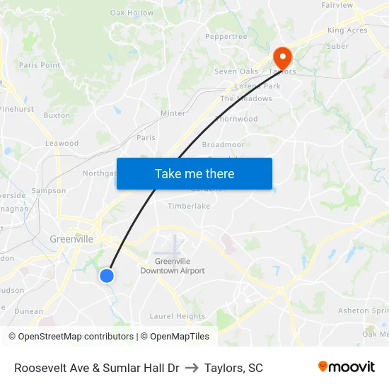 Roosevelt Ave & Sumlar Hall Dr to Taylors, SC map