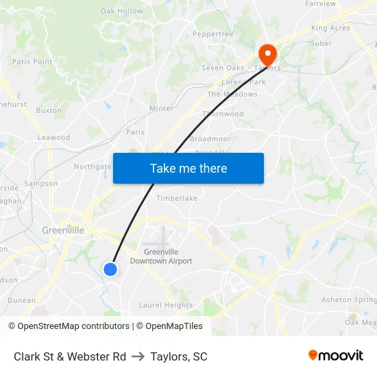 Clark St & Webster Rd to Taylors, SC map