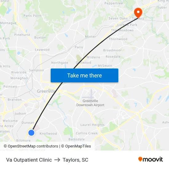 Va Outpatient Clinic to Taylors, SC map
