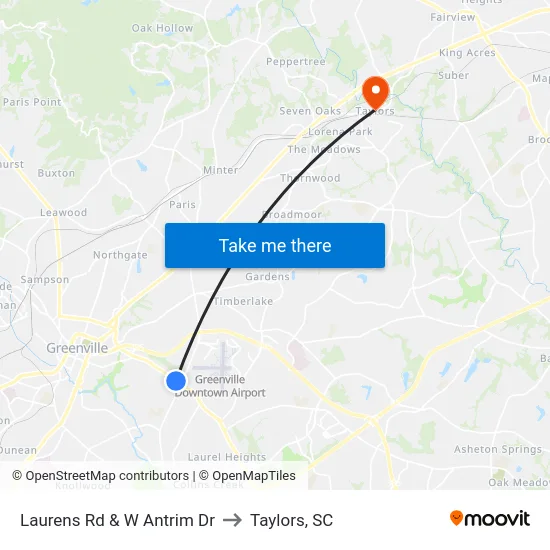 Laurens Rd & W Antrim Dr to Taylors, SC map