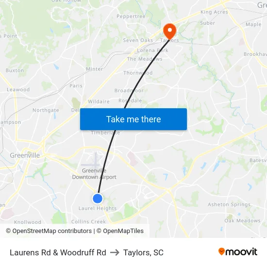 Laurens Rd & Woodruff Rd to Taylors, SC map