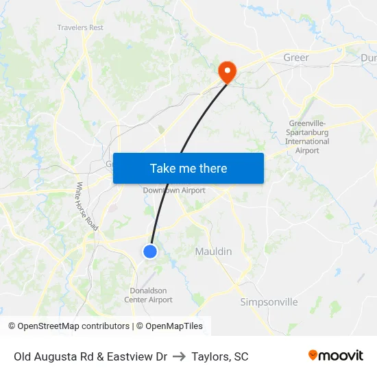 Old Augusta Rd & Eastview Dr to Taylors, SC map