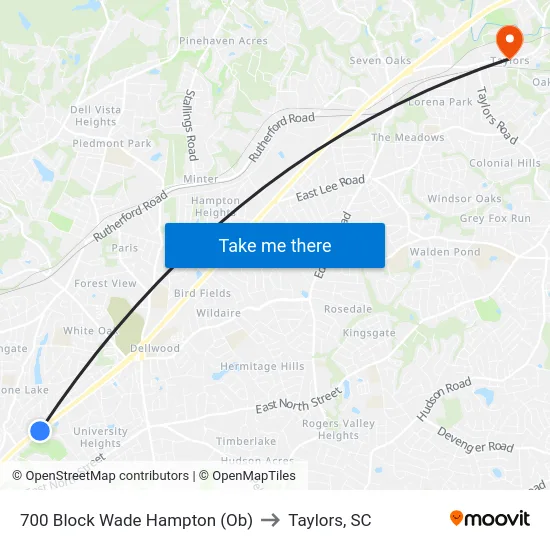 700 Block Wade Hampton (Ob) to Taylors, SC map