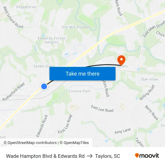 Wade Hampton Blvd & Edwards Rd to Taylors, SC map