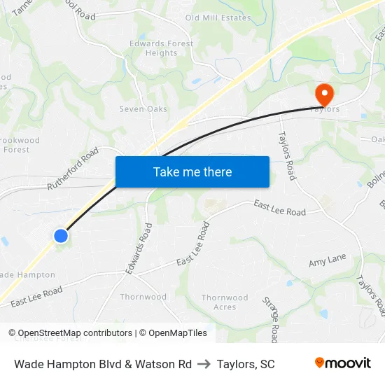 Wade Hampton Blvd & Watson Rd to Taylors, SC map