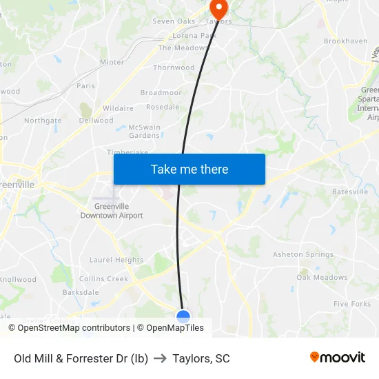 Old Mill & Forrester Dr (Ib) to Taylors, SC map