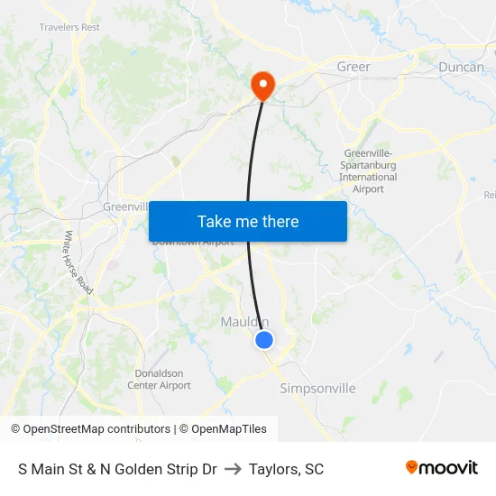 S Main St & N Golden Strip Dr to Taylors, SC map
