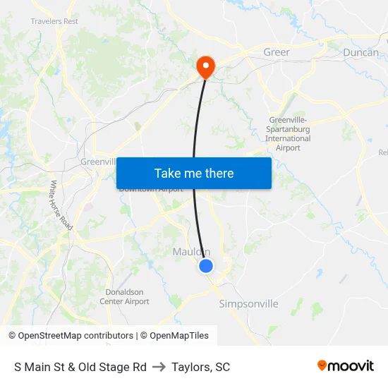 S Main St & Old Stage Rd to Taylors, SC map