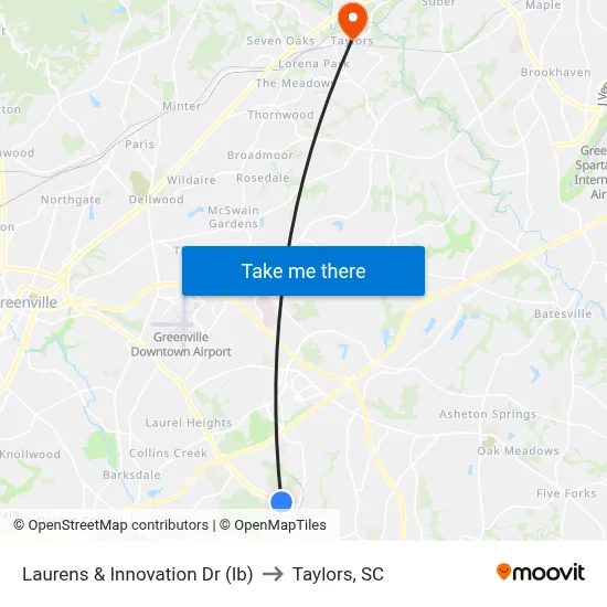 Laurens & Innovation Dr (Ib) to Taylors, SC map