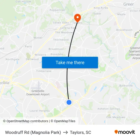 Woodruff Rd (Magnolia Park) to Taylors, SC map