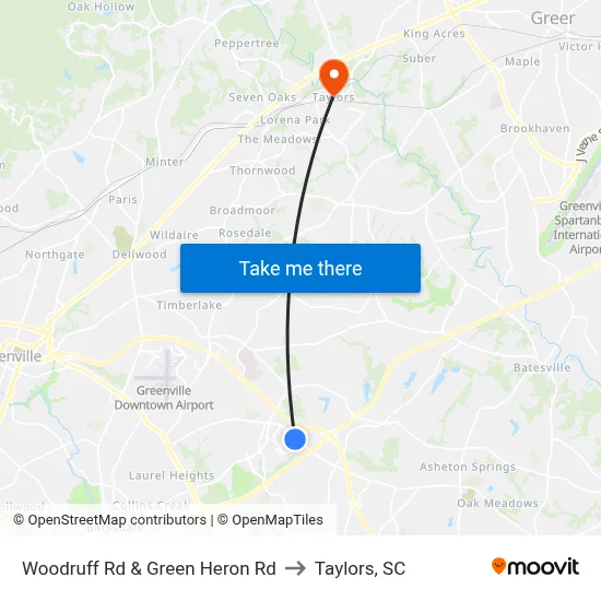 Woodruff Rd & Green Heron Rd to Taylors, SC map