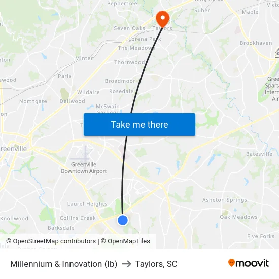 Millennium & Innovation (Ib) to Taylors, SC map