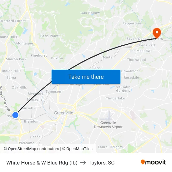 White Horse & W Blue Rdg (Ib) to Taylors, SC map