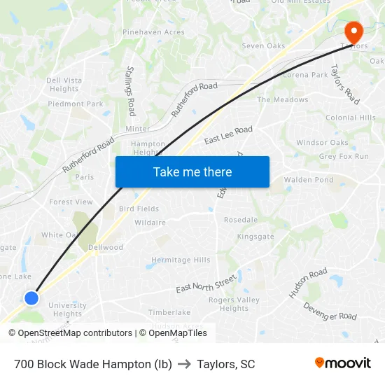 700 Block Wade Hampton (Ib) to Taylors, SC map