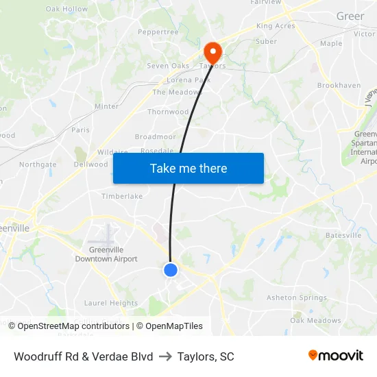 Woodruff Rd & Verdae Blvd to Taylors, SC map