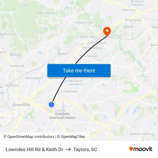 Lowndes Hill Rd & Keith Dr to Taylors, SC map