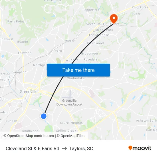 Cleveland St & E Faris Rd to Taylors, SC map