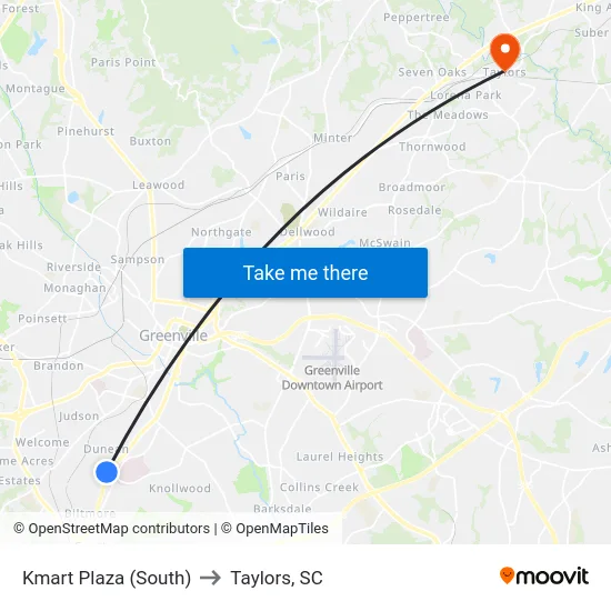 Kmart Plaza (South) to Taylors, SC map