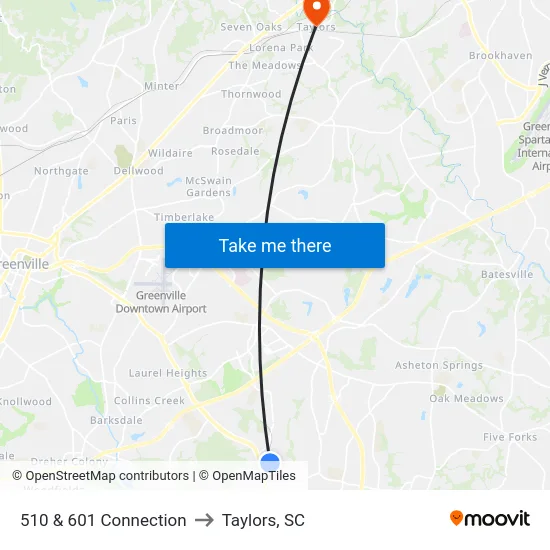 510 & 601 Connection to Taylors, SC map