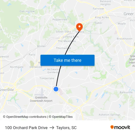 100 Orchard Park Drive to Taylors, SC map