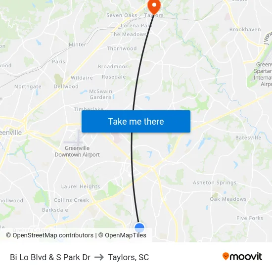 Bi Lo Blvd & S Park Dr to Taylors, SC map