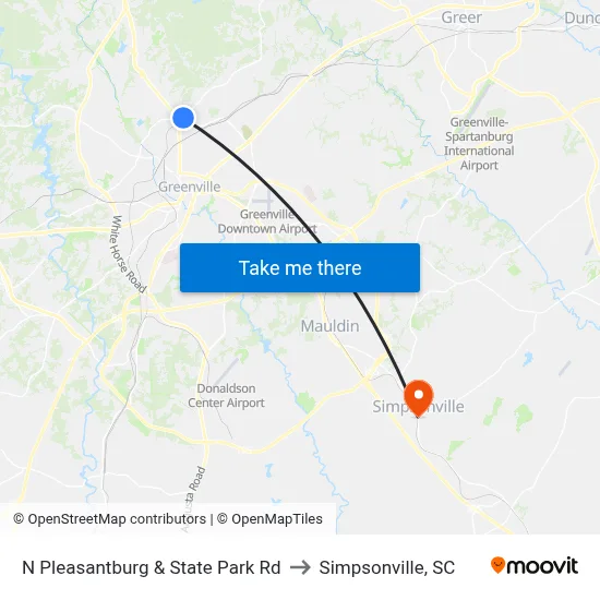N Pleasantburg & State Park Rd to Simpsonville, SC map