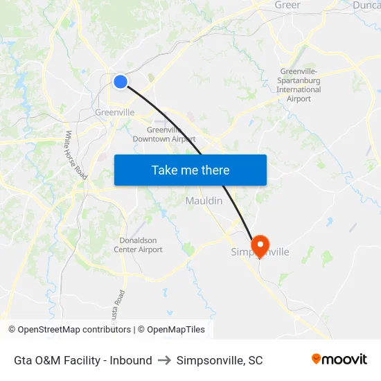 Gta O&M Facility - Inbound to Simpsonville, SC map