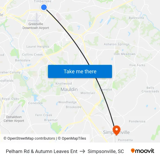 Pelham Rd & Autumn Leaves Ent to Simpsonville, SC map