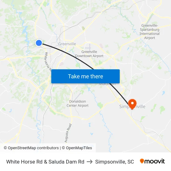 White Horse Rd & Saluda Dam Rd to Simpsonville, SC map