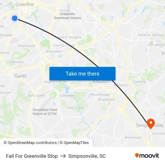 Fall For Greenville Stop to Simpsonville, SC map