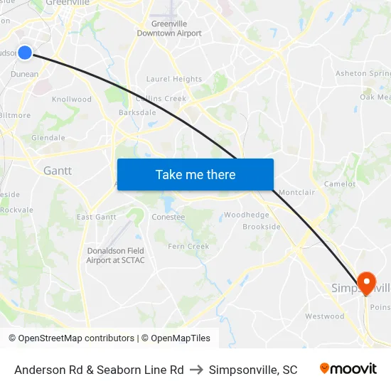 Anderson Rd & Seaborn Line Rd to Simpsonville, SC map