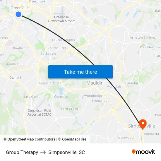 Group Therapy to Simpsonville, SC map