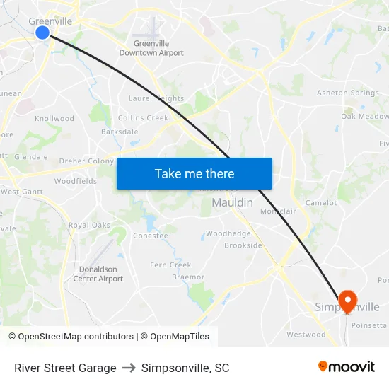 River Street Garage to Simpsonville, SC map