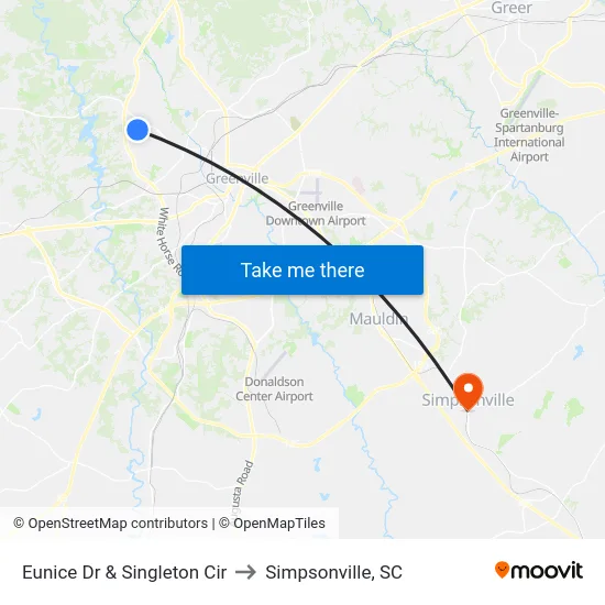 Eunice Dr & Singleton Cir to Simpsonville, SC map