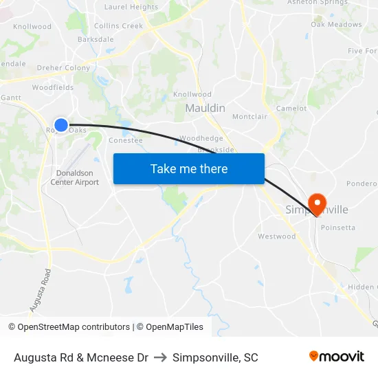 Augusta Rd & Mcneese Dr to Simpsonville, SC map