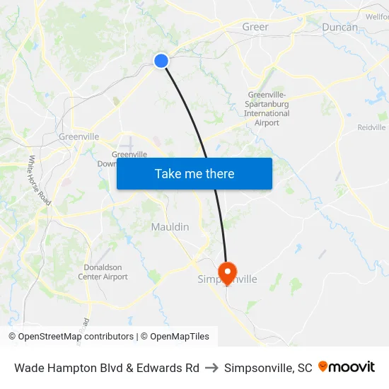 Wade Hampton Blvd & Edwards Rd to Simpsonville, SC map