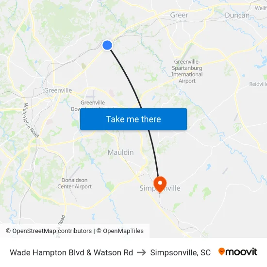 Wade Hampton Blvd & Watson Rd to Simpsonville, SC map
