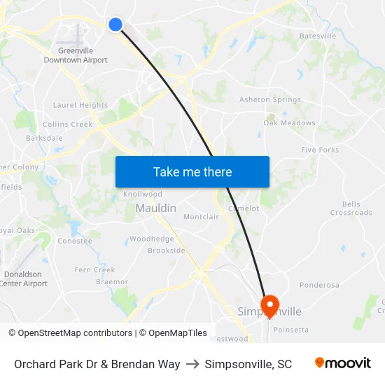 Orchard Park Dr & Brendan Way to Simpsonville, SC map