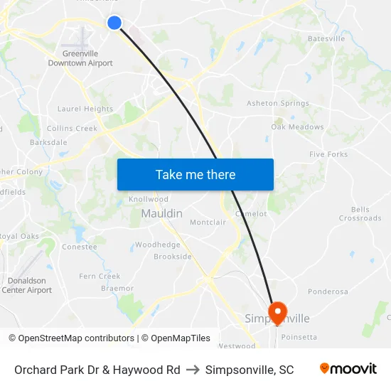 Orchard Park Dr & Haywood Rd to Simpsonville, SC map