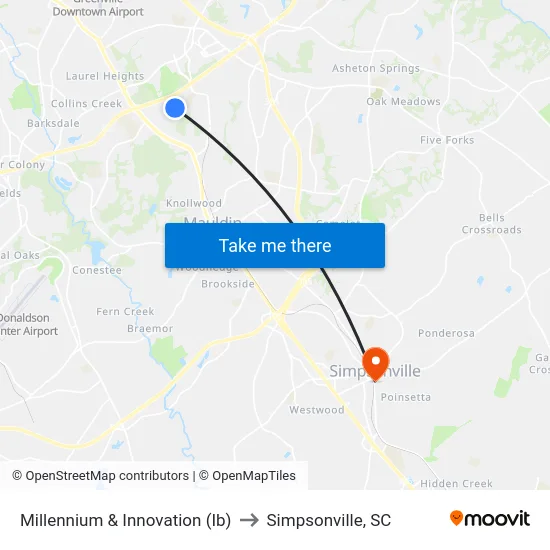 Millennium & Innovation (Ib) to Simpsonville, SC map