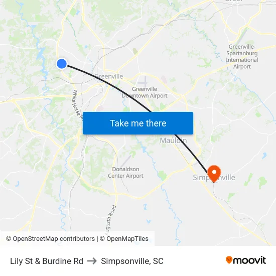 Lily St & Burdine Rd to Simpsonville, SC map