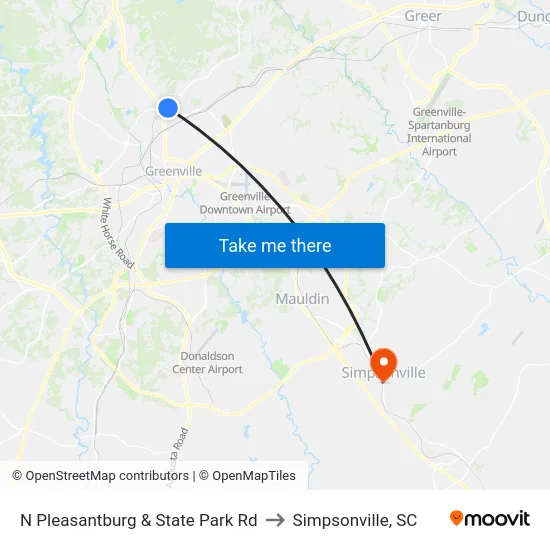 N Pleasantburg & State Park Rd to Simpsonville, SC map