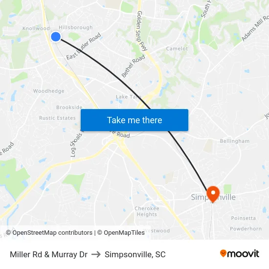 Miller Rd & Murray Dr to Simpsonville, SC map