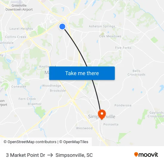 3 Market Point Dr to Simpsonville, SC map
