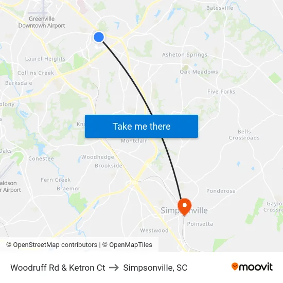Woodruff Rd & Ketron Ct to Simpsonville, SC map