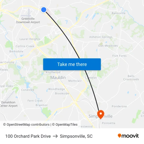 100 Orchard Park Drive to Simpsonville, SC map
